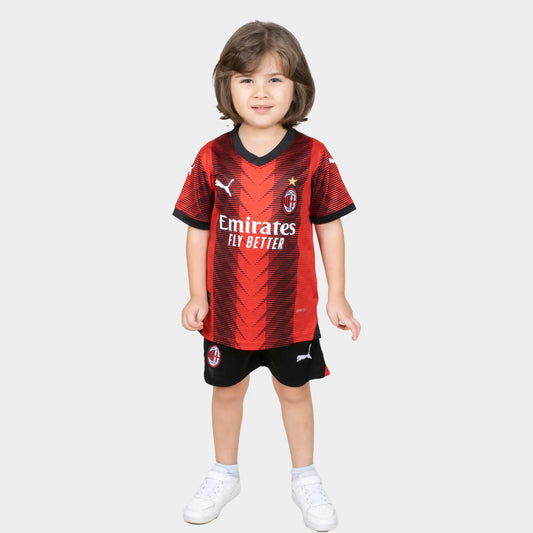 AC Milan 23/24 Home Kit in Red Jersey and Black Shorts