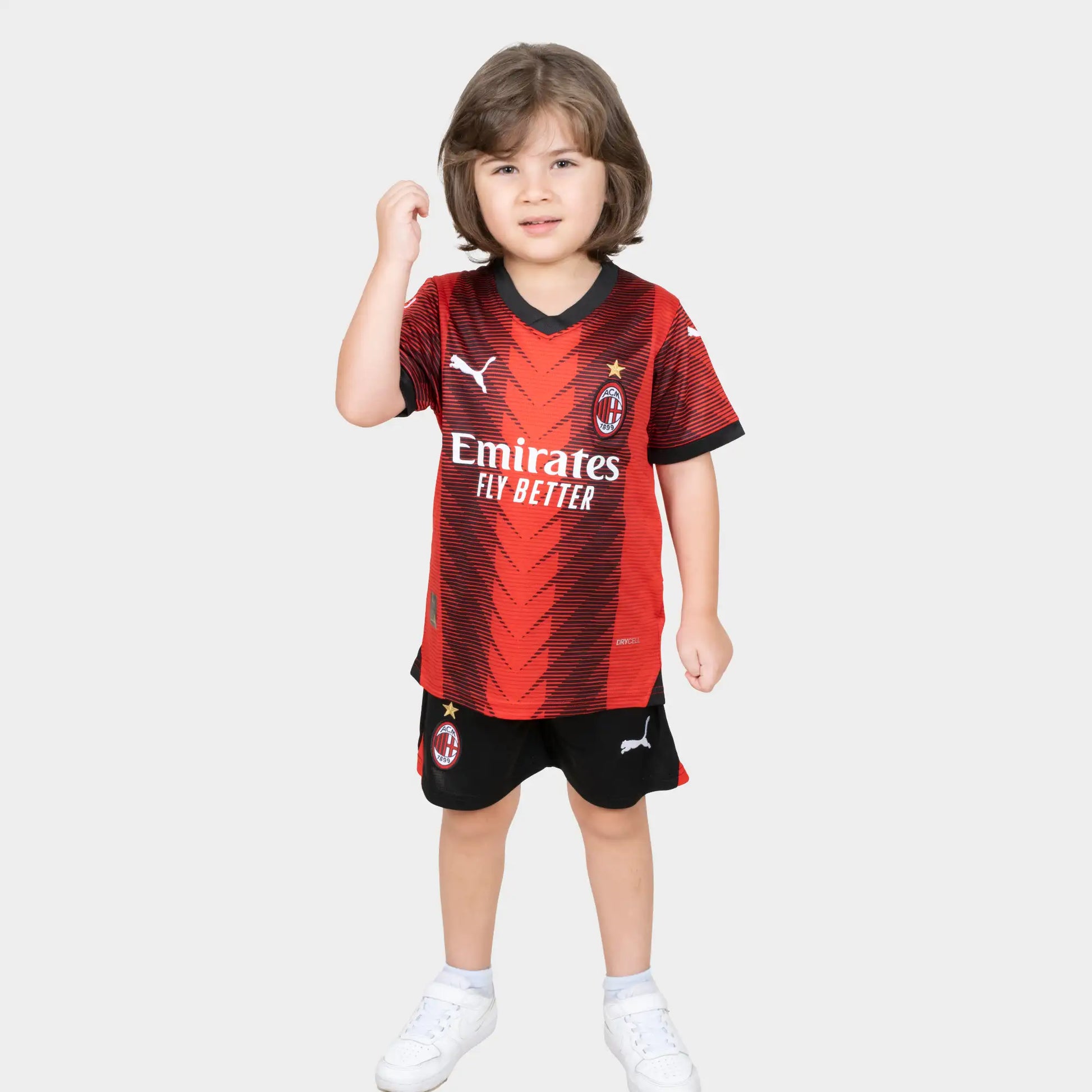 AC Milan 23/24 Home Kit in Red Jersey and Black Shorts