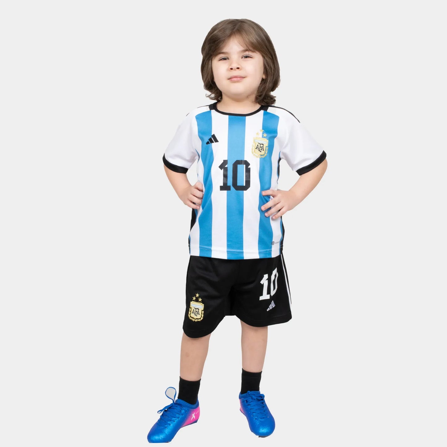 Messi 3 Stars Argentina 22/23 Kids Home Kit