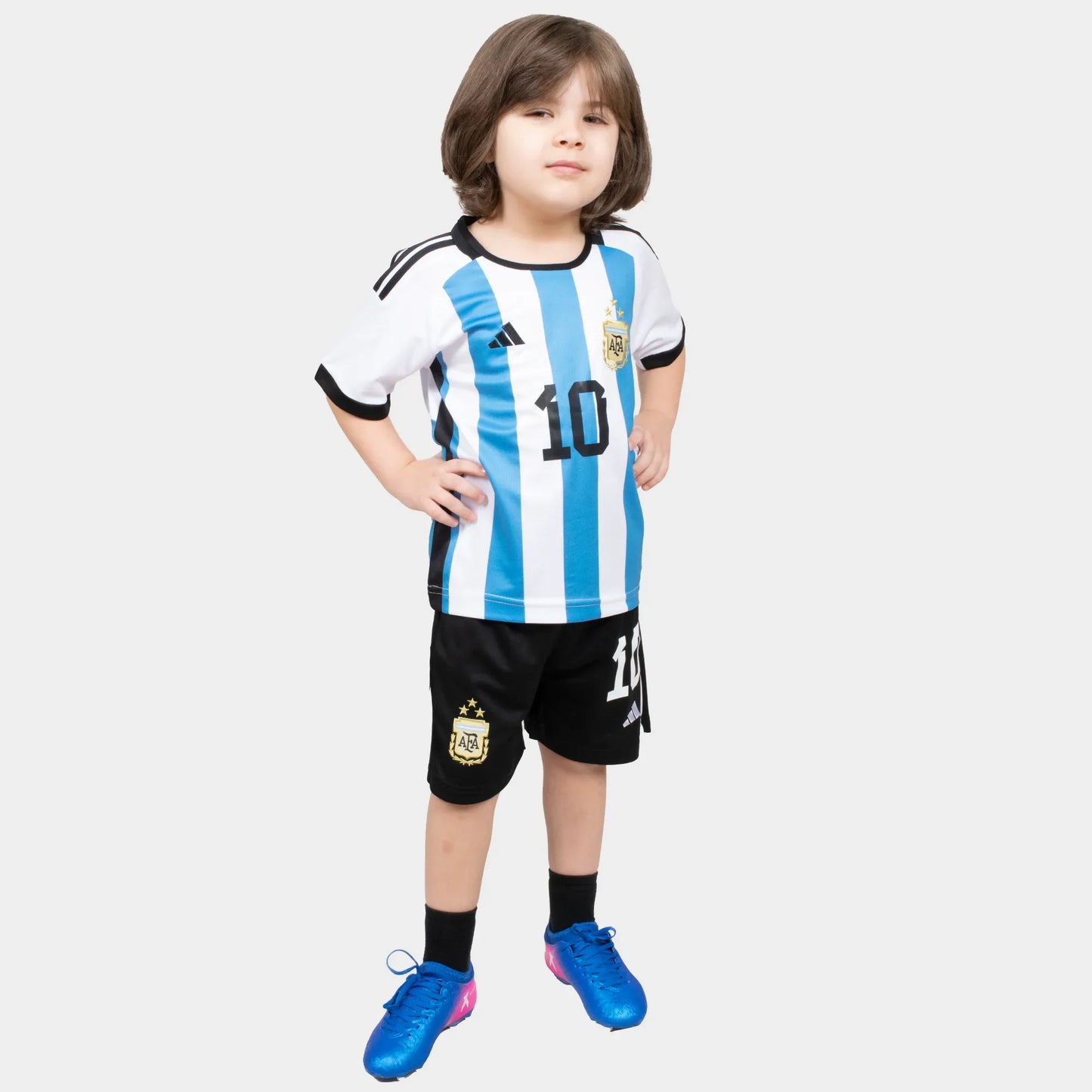 Messi 3 Stars Argentina 22/23 Kids Home Kit