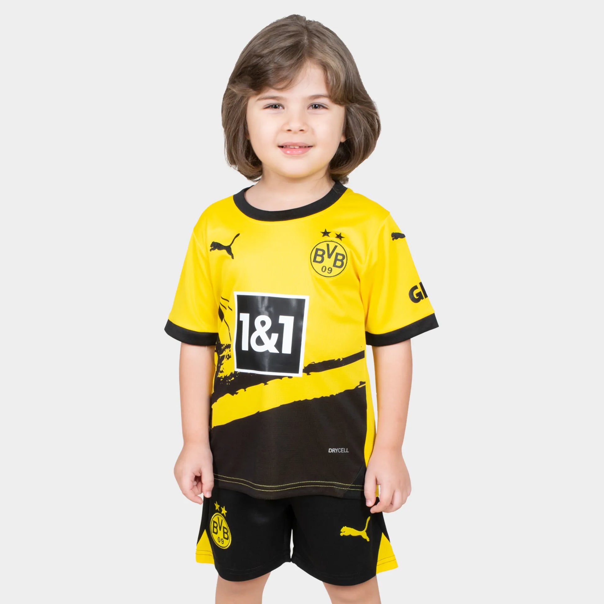 Borussia Dortmund Kids Kit Home Season 23/24 Designed By Mitani Store , Regular Fit Jersey Short Sleeves And Round Neck Collar In Yellow Color