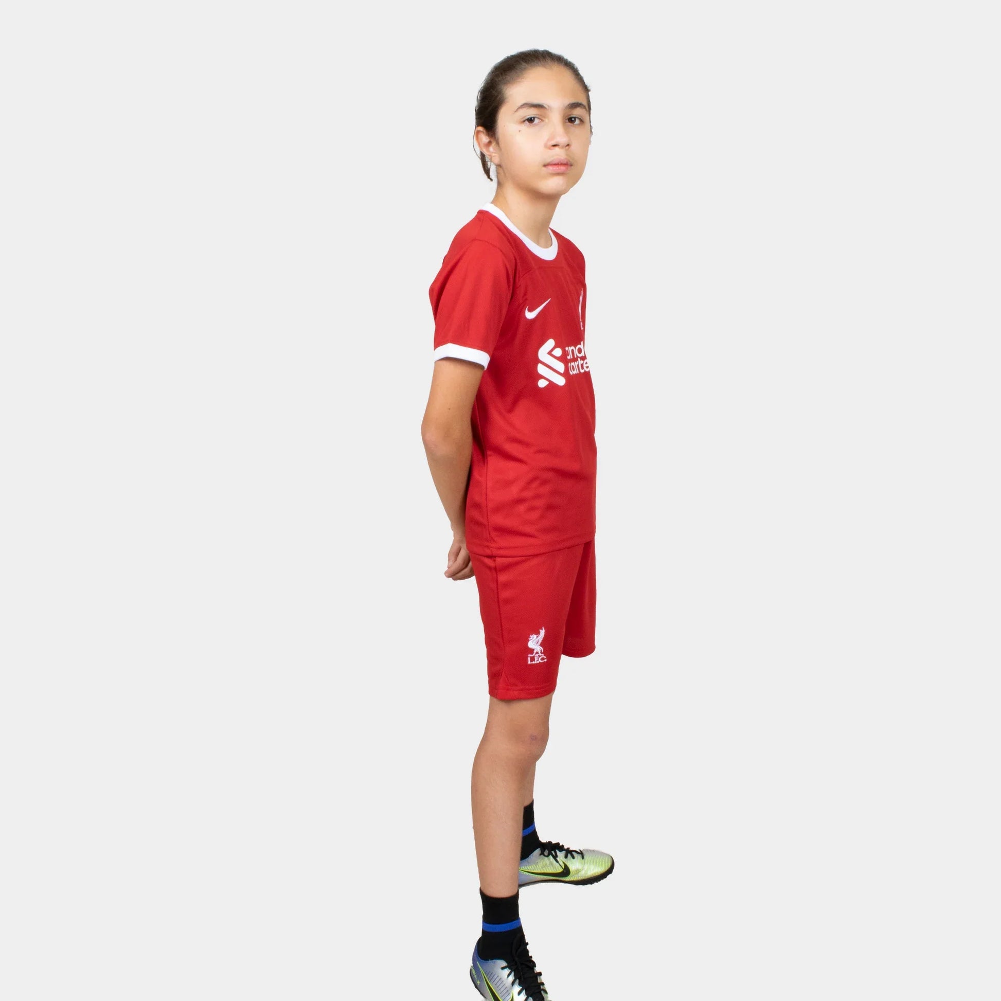 Liverpool Kids Kit Home Season 23/24 Designed By Mitani Store , Regular Fit Jersey Short Sleeves And Round Neck Collar In Red Color